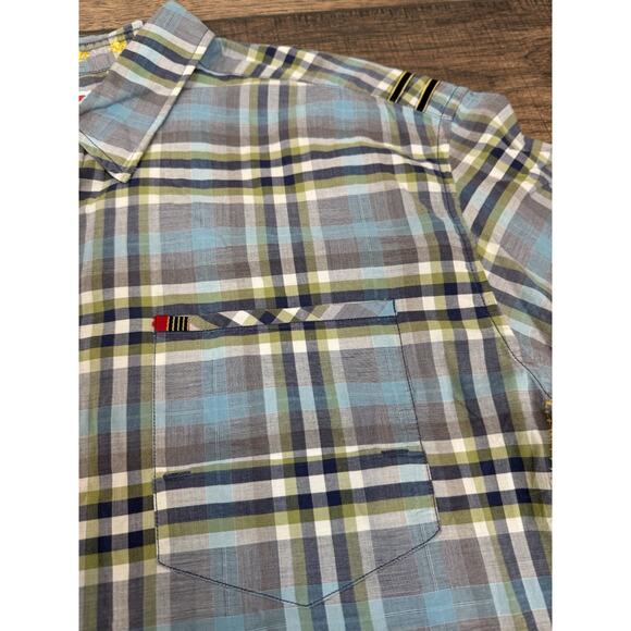 Robert Graham The Freshly Laundered Shirt Cotton Plaid Blue Green Size 2XL XXL - Picture 3 of 6